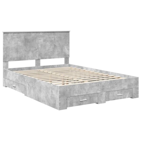 vidaXL Rám postele Betónová šedá 135 x 190 cm Kompozitné drevo – Obrázok 4