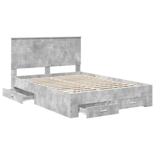 vidaXL Rám postele Betónová šedá 135 x 190 cm Kompozitné drevo – Obrázok 5