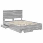 vidaXL Rám postele Sivý Sonoma 135 x 190 cm Kompozitné drevo – Obrázok 5