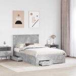 vidaXL Rám postele Betónová šedá 120 x 200 cm Kompozitné drevo – Obrázok 3