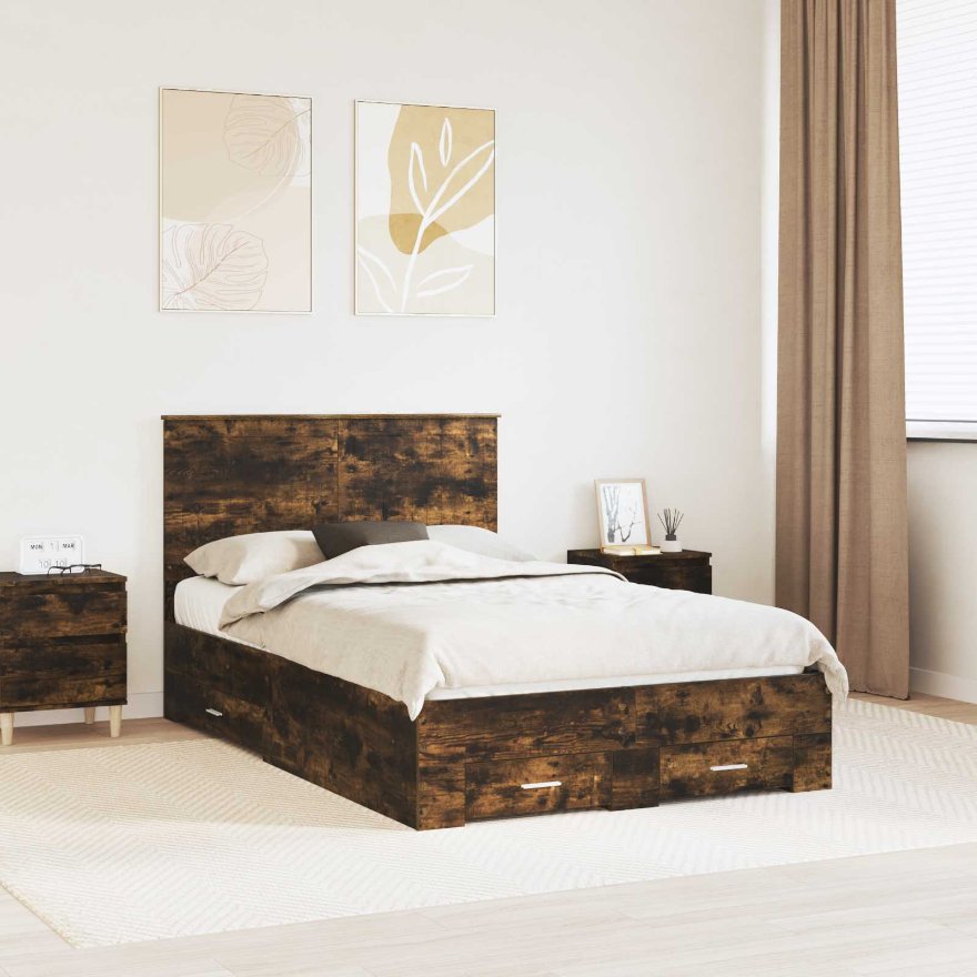 3411327_1.jpg vidaXL Rám postele Dymová dub 120 x 200 cm Kompozitné drevo – Obrázok 1