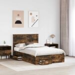 vidaXL Rám postele Dymová dub 120 x 200 cm Kompozitné drevo – Obrázok 3