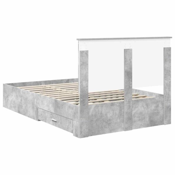 vidaXL Rám postele Betónová šedá 120 x 190 cm Kompozitné drevo – Obrázok 10