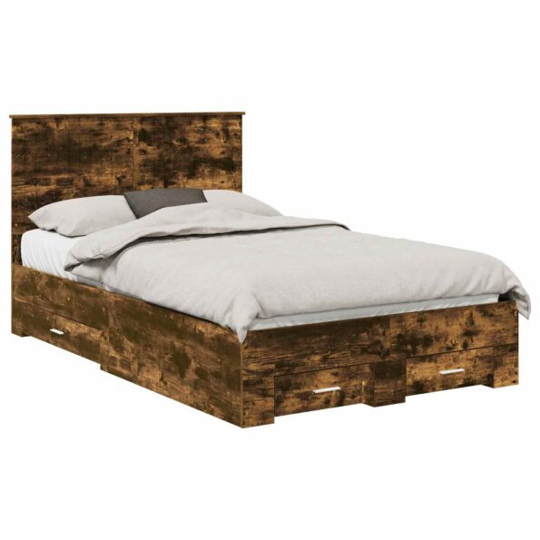 vidaXL Rám postele Dymová dub 120 x 190 cm Kompozitné drevo – Obrázok 2