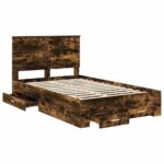 vidaXL Rám postele Dymová dub 120 x 190 cm Kompozitné drevo – Obrázok 5