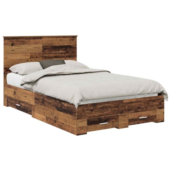 vidaXL Rám postele Staré drevo 120 x 190 cm Kompozitné drevo – Obrázok 2