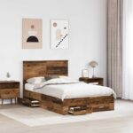 vidaXL Rám postele Staré drevo 120 x 190 cm Kompozitné drevo – Obrázok 3