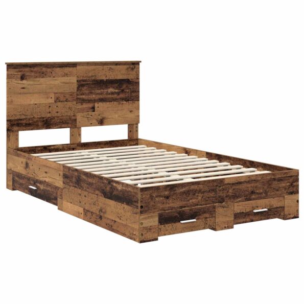 vidaXL Rám postele Staré drevo 120 x 190 cm Kompozitné drevo – Obrázok 4