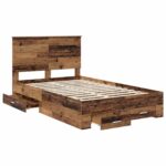 vidaXL Rám postele Staré drevo 120 x 190 cm Kompozitné drevo – Obrázok 5