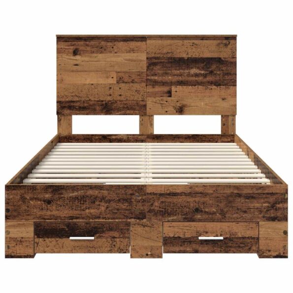 vidaXL Rám postele Staré drevo 120 x 190 cm Kompozitné drevo – Obrázok 8