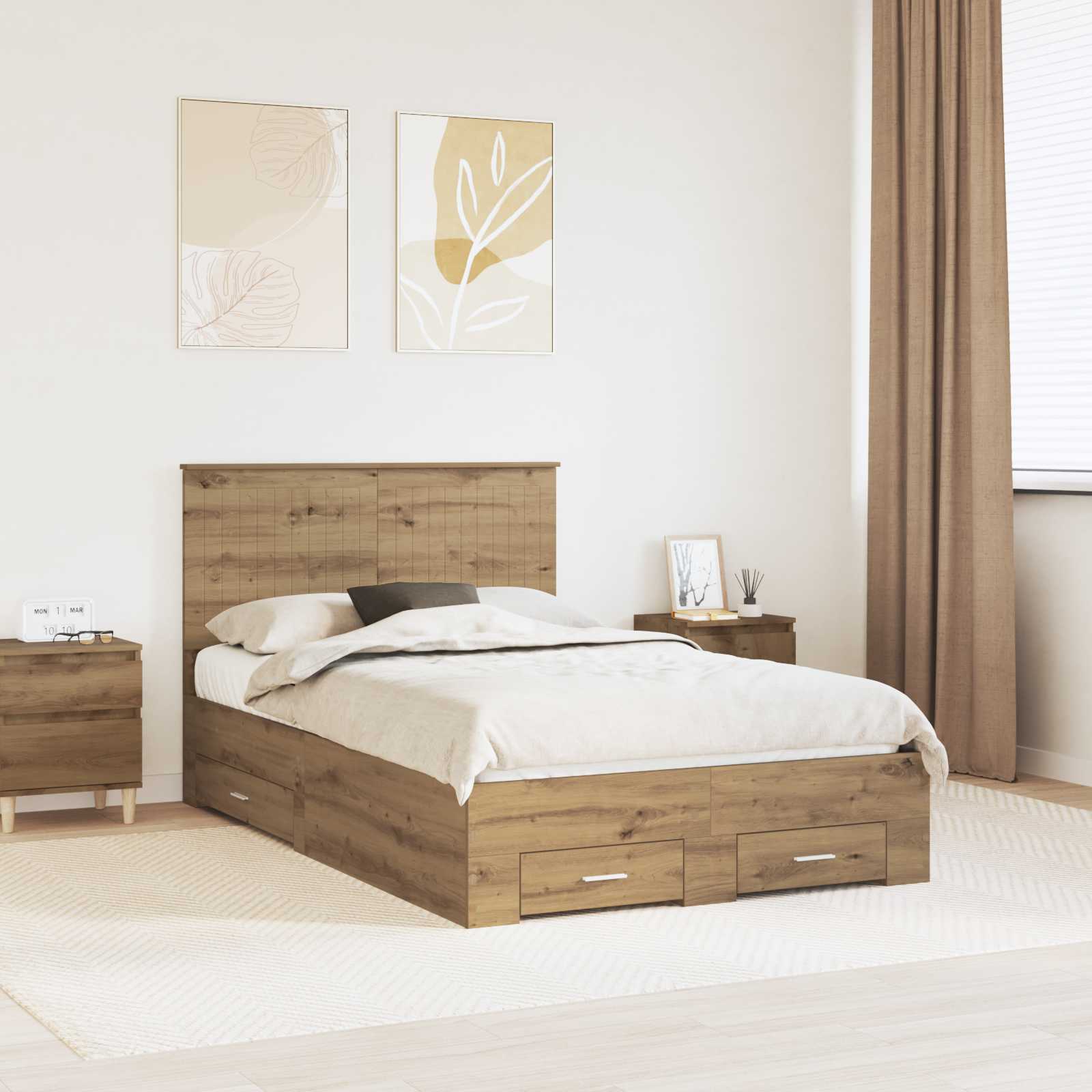 3411340_1.jpg vidaXL Rám postele Remeselný dub 120 x 190 cm Kompozitné drevo – Obrázok 1