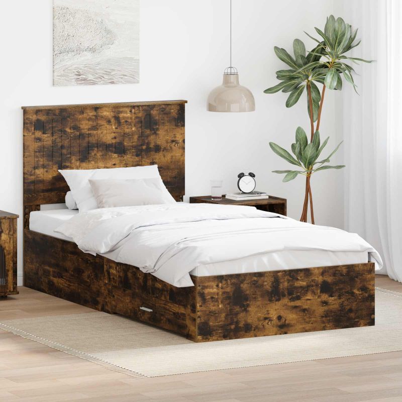 3411345_1.jpg vidaXL Rám postele Dymová dub 100 x 200 cm Kompozitné drevo – Obrázok 1
