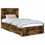 vidaXL Rám postele Dymová dub 100 x 200 cm Kompozitné drevo – Obrázok 2