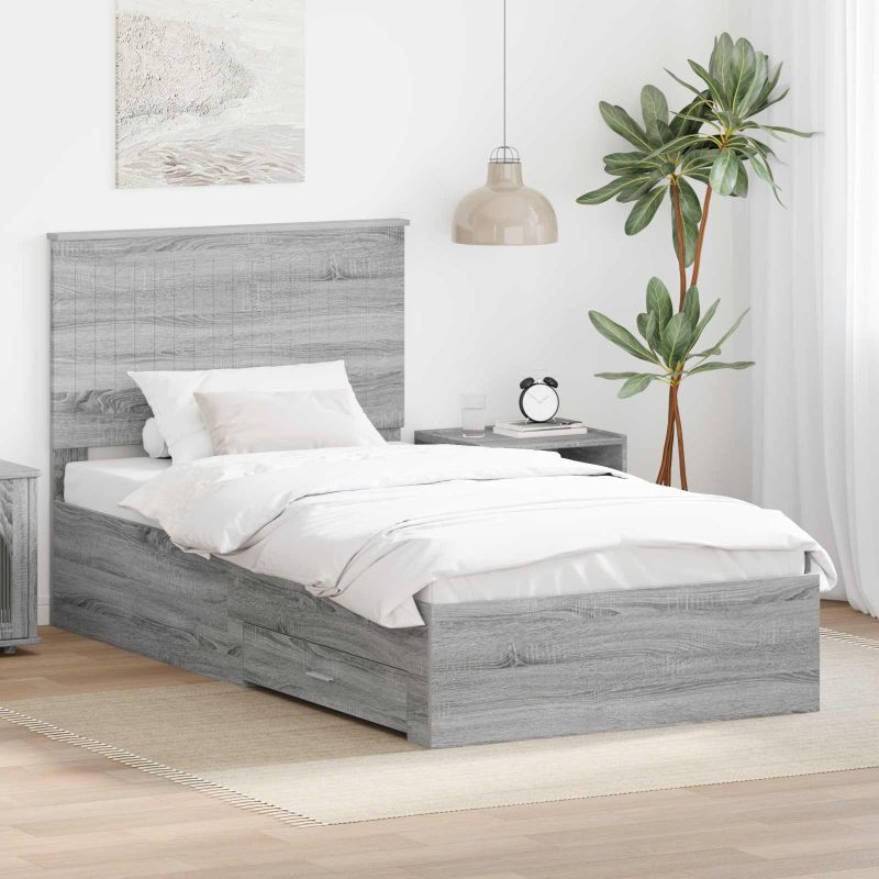3411346_1.jpg vidaXL Rám postele Sivý Sonoma 100 x 200 cm Kompozitné drevo – Obrázok 1
