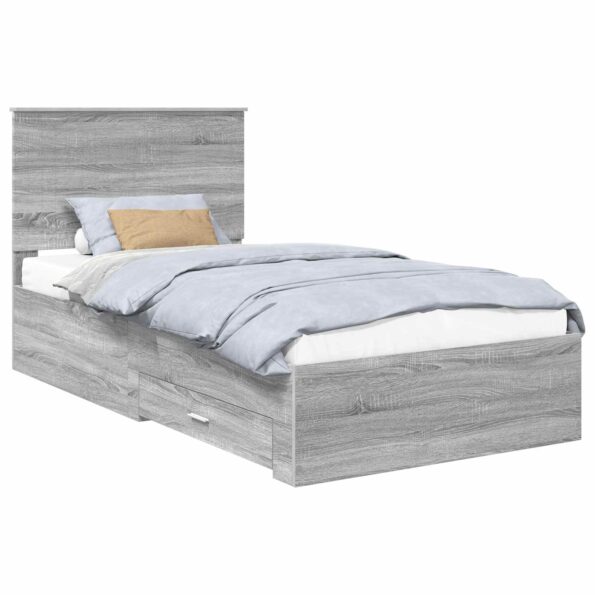 vidaXL Rám postele Sivý Sonoma 100 x 200 cm Kompozitné drevo – Obrázok 2