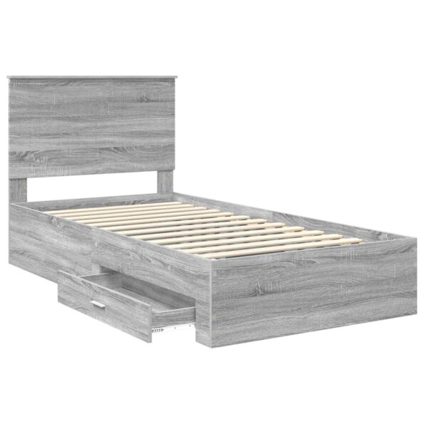 vidaXL Rám postele Sivý Sonoma 100 x 200 cm Kompozitné drevo – Obrázok 5