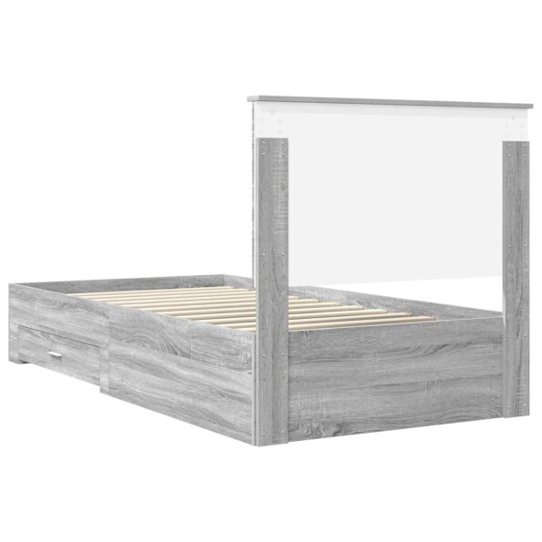vidaXL Rám postele Sivý Sonoma 100 x 200 cm Kompozitné drevo – Obrázok 9