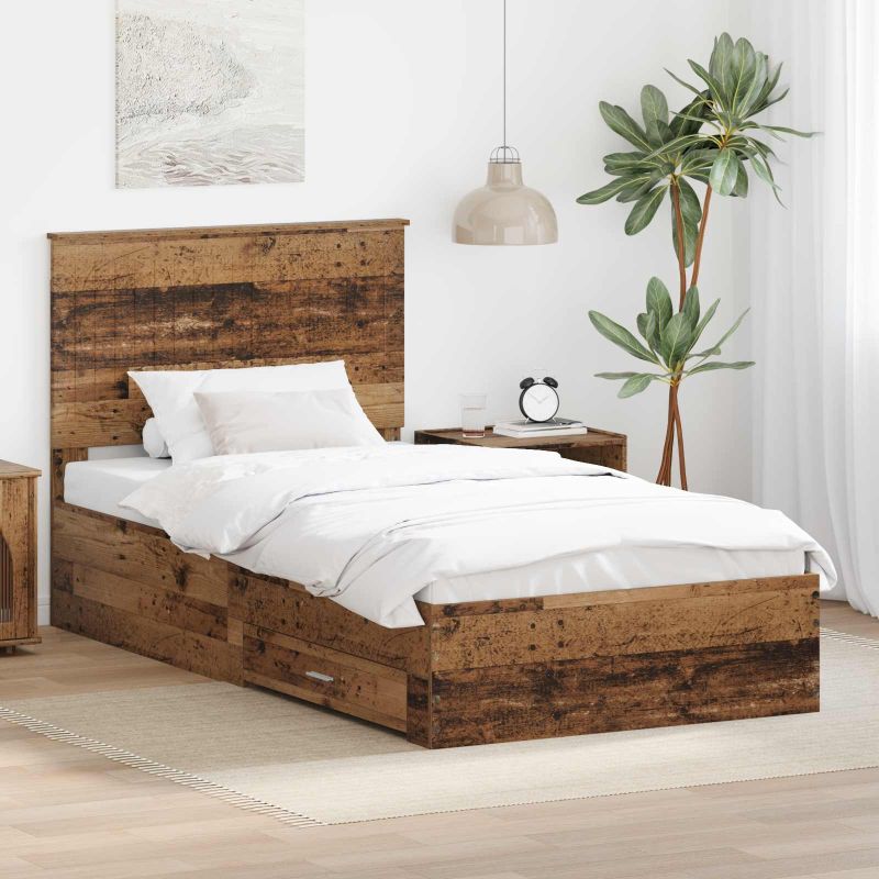 3411348_1.jpg vidaXL Rám postele Staré drevo 100 x 200 cm Kompozitné drevo – Obrázok 1