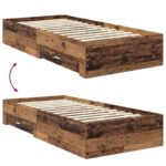 vidaXL Rám postele Staré drevo 100 x 200 cm Kompozitné drevo – Obrázok 12