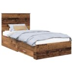 vidaXL Rám postele Staré drevo 100 x 200 cm Kompozitné drevo – Obrázok 2