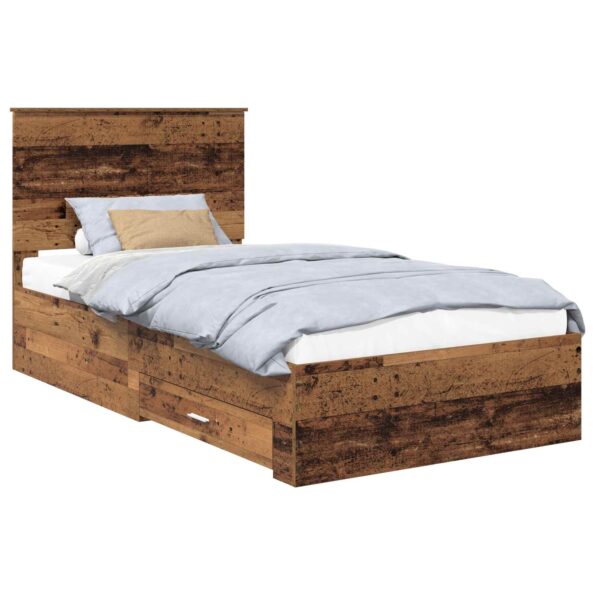 vidaXL Rám postele Staré drevo 100 x 200 cm Kompozitné drevo – Obrázok 2