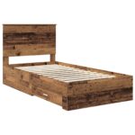 vidaXL Rám postele Staré drevo 100 x 200 cm Kompozitné drevo – Obrázok 4