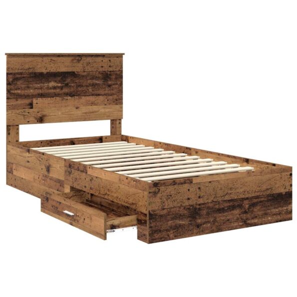 vidaXL Rám postele Staré drevo 100 x 200 cm Kompozitné drevo – Obrázok 5