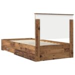 vidaXL Rám postele Staré drevo 100 x 200 cm Kompozitné drevo – Obrázok 9