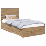 vidaXL Rám postele Remeselný dub 100 x 200 cm Kompozitné drevo – Obrázok 2