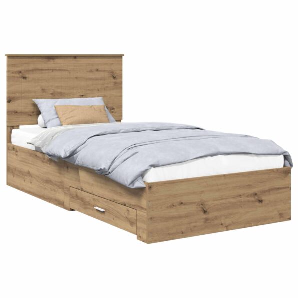 vidaXL Rám postele Remeselný dub 100 x 200 cm Kompozitné drevo – Obrázok 2