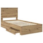 vidaXL Rám postele Remeselný dub 100 x 200 cm Kompozitné drevo – Obrázok 5