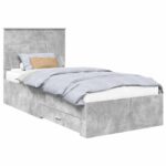 vidaXL Rám postele Betónová šedá 90 x 200 cm Kompozitné drevo – Obrázok 2