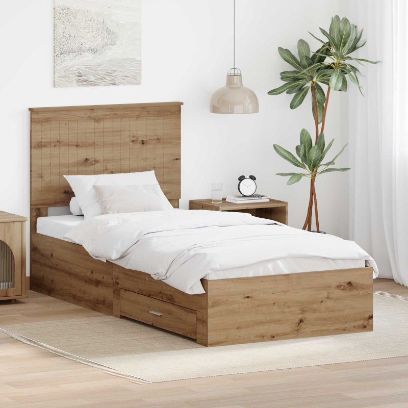3411358_1.jpg vidaXL Rám postele Remeselný dub 90 x 200 cm Kompozitné drevo – Obrázok 1