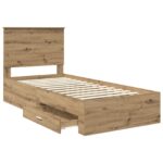 vidaXL Rám postele Remeselný dub 90 x 200 cm Kompozitné drevo – Obrázok 5
