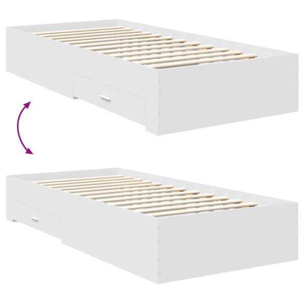 vidaXL Rám postele s čelnou doskou Biela 90 x 190 cm Kompozitné drevo – Obrázok 12