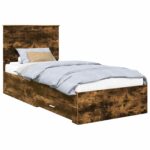 vidaXL Rám postele so zásuvkou Dymová dub 90 x 190 cm Kompozitné drevo – Obrázok 2
