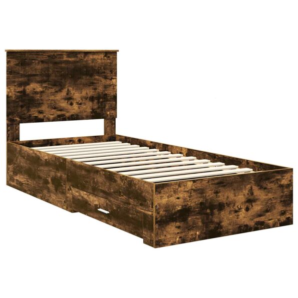 vidaXL Rám postele so zásuvkou Dymová dub 90 x 190 cm Kompozitné drevo – Obrázok 4
