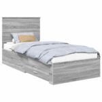 vidaXL Rám postele Sivý Sonoma 90 x 190 cm Kompozitné drevo – Obrázok 2