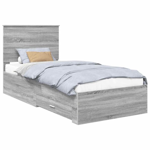 vidaXL Rám postele Sivý Sonoma 90 x 190 cm Kompozitné drevo – Obrázok 2