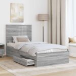 vidaXL Rám postele Sivý Sonoma 90 x 190 cm Kompozitné drevo – Obrázok 3