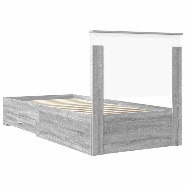 vidaXL Rám postele Sivý Sonoma 90 x 190 cm Kompozitné drevo – Obrázok 9