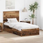 vidaXL Rám postele Staré drevo 90 x 190 cm Kompozitné drevo