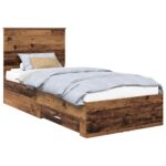 vidaXL Rám postele Staré drevo 90 x 190 cm Kompozitné drevo – Obrázok 2