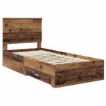 vidaXL Rám postele Staré drevo 90 x 190 cm Kompozitné drevo – Obrázok 4