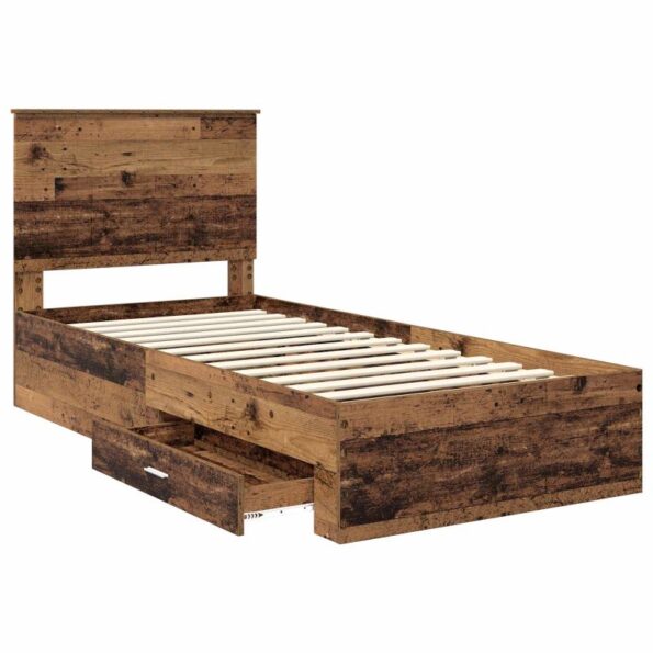 vidaXL Rám postele Staré drevo 90 x 190 cm Kompozitné drevo – Obrázok 5