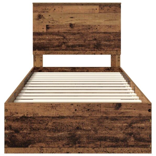 vidaXL Rám postele Staré drevo 90 x 190 cm Kompozitné drevo – Obrázok 7