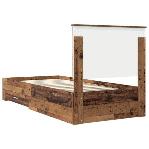 vidaXL Rám postele Staré drevo 90 x 190 cm Kompozitné drevo – Obrázok 9