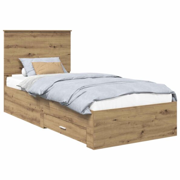 vidaXL Rám postele Remeselný dub 90 x 190 cm Kompozitné drevo – Obrázok 2