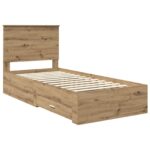 vidaXL Rám postele Remeselný dub 90 x 190 cm Kompozitné drevo – Obrázok 4