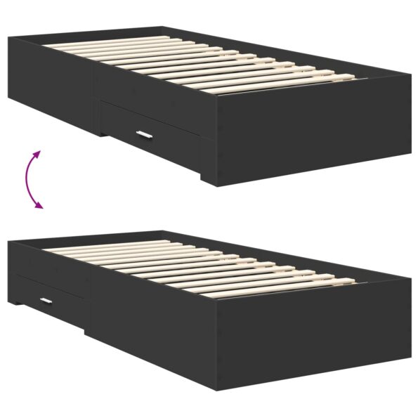 vidaXL Rám postele Čierna a strieborná 75 x 190 cm Kompozitné drevo – Obrázok 12